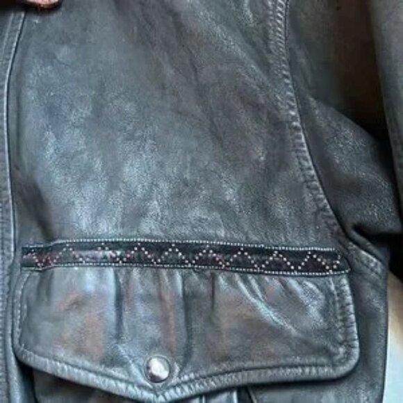 LonePine unisex black leather jacket with design W=M. M=S - Picture 3 of 10